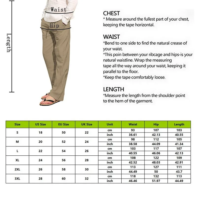 

Muyogrt Men Casual Cotton Linen Straight PantsThai Fisherman Loose Long Pant White Trousers Solid Autumn Summer Plus Size S-3XL