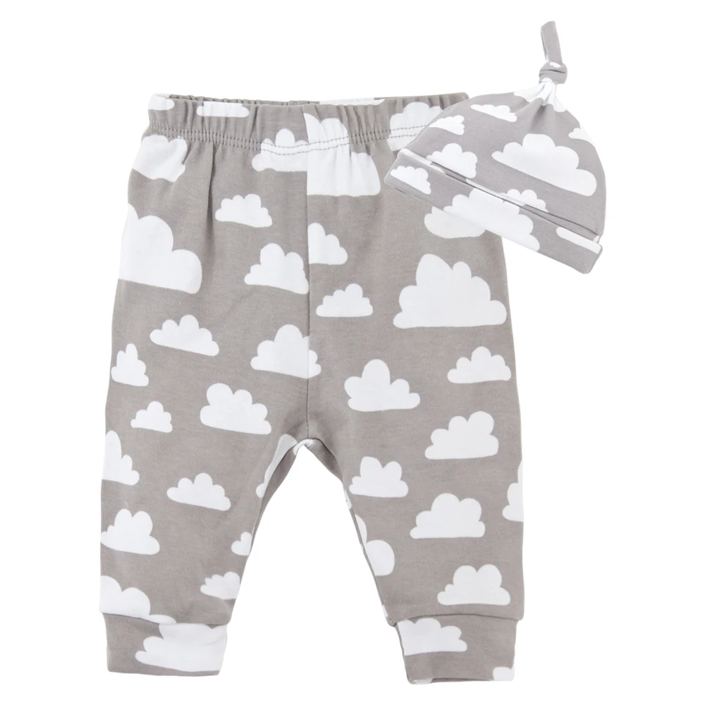 

2020 Winter Warm Velvet Baby Pant Sets Newborn Baby Boys Girls Leggings Cartoon Striped Infant Clothes Set 0-9M Trouser Bebe Hat