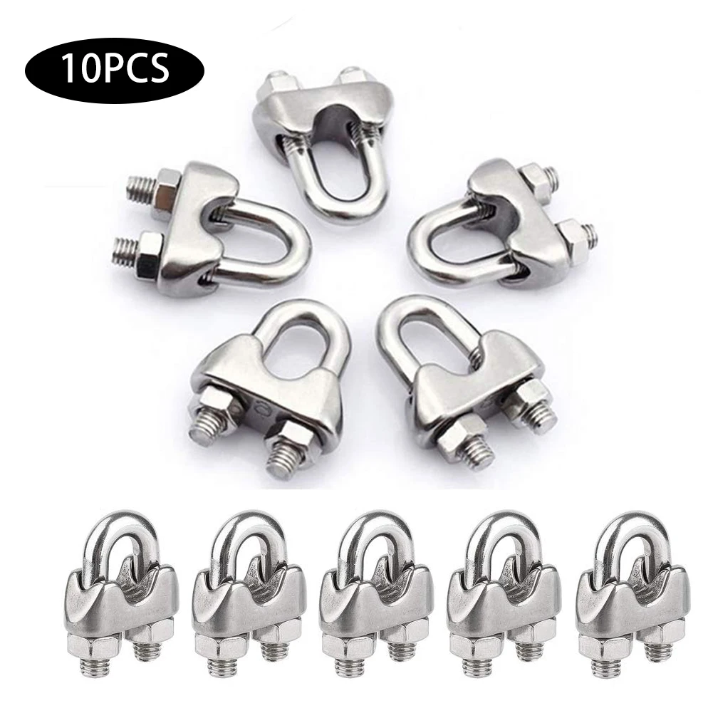 

10pcs Stainless Steel Wire Rope Clips U type clamp Wire Rope Clip M6 Cable Bolts Rigging Hardware clamps Cable Clamps Caliper
