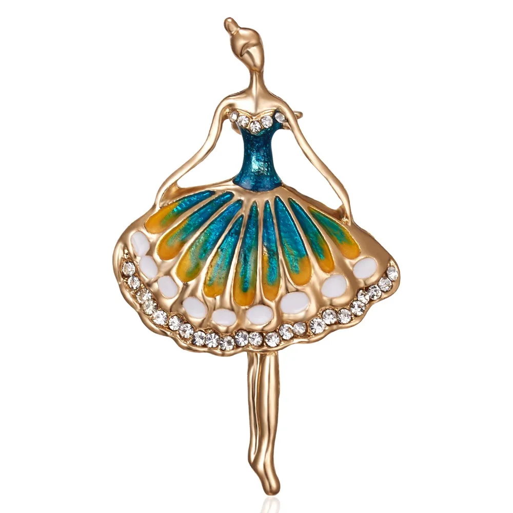 Мода Rhinestone танцы мальчик и девочка чертежное масло фигурка персонажа брошка заколка для женщин Девушка эмаль платье маленькое платье аксессуары