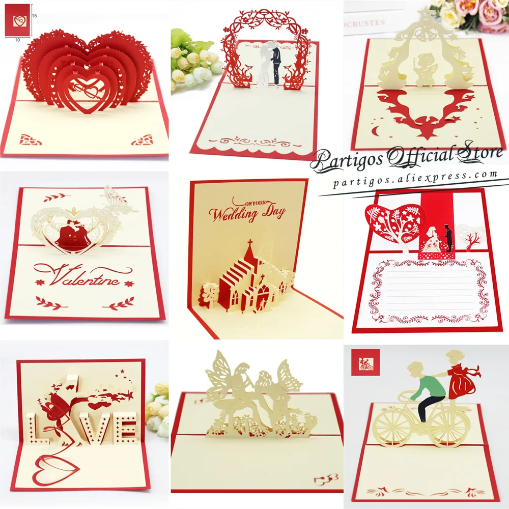 

3D Pop UP Cards Valentines Day Gift Postcard Wedding Invitation Greeting Cards Anniversary for Her especially for you Love Card