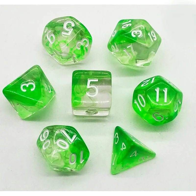 7 шт./компл. прозрачные двухцветные игральные кости 5 видов набор цифровых костей