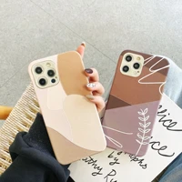 retro coffee chocolate geometry line art phone case for apple iphone 11 12 pro max xr xs max 7 8 plus 7plus case cute soft cover