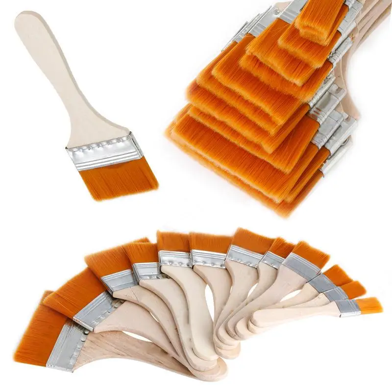 

12Pcs/set Watercolor Oil Paint brush Nylon Hair Wood Handle Painting Art Drawing School Brushes Stationary Arcylic Supplies V5G3