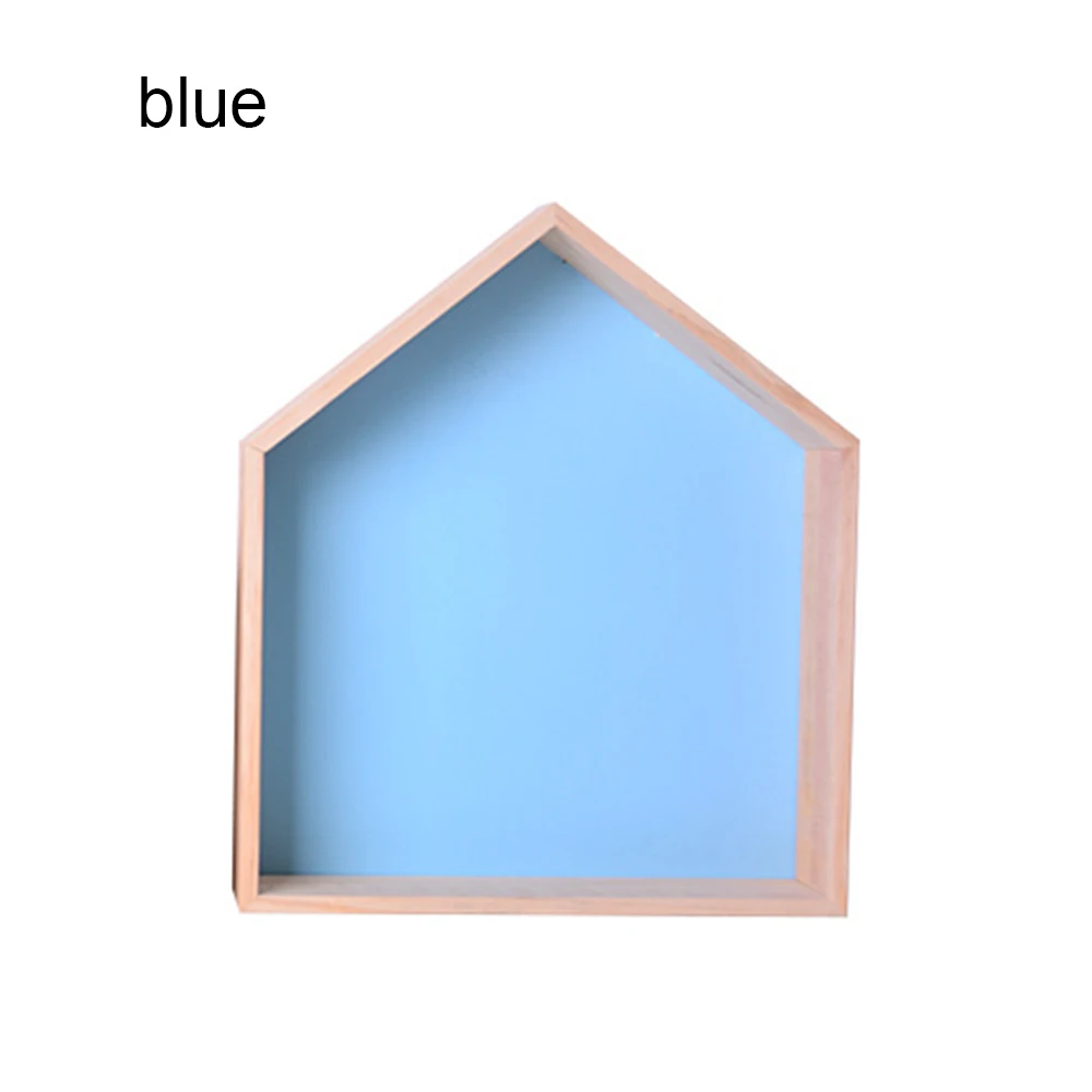 blue S Настенная деревянная полка для детской комнаты, украшения для детской комнаты, настенная деревянная полка для детей, настенная подвесная декоративная полка, держатель для хранения - Цвет: blue S