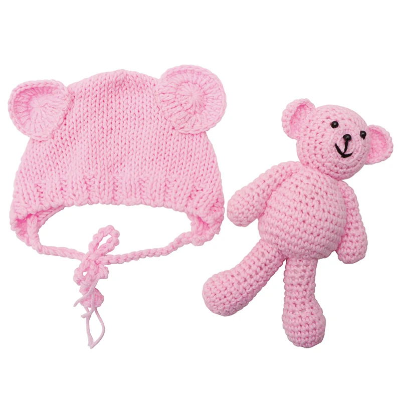 

Newborn Baby Girl Boy Photography Prop Photo Crochet Knit Costume Bear +Hat Set