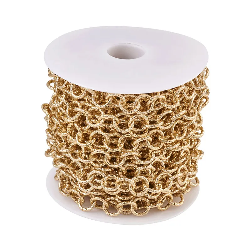 

10m/roll Textured Aluminium Rolo Chain Twist Chain Unwelded Light Gold for Jewelry Making DIY Bracelet Necklace 11.5x2mm
