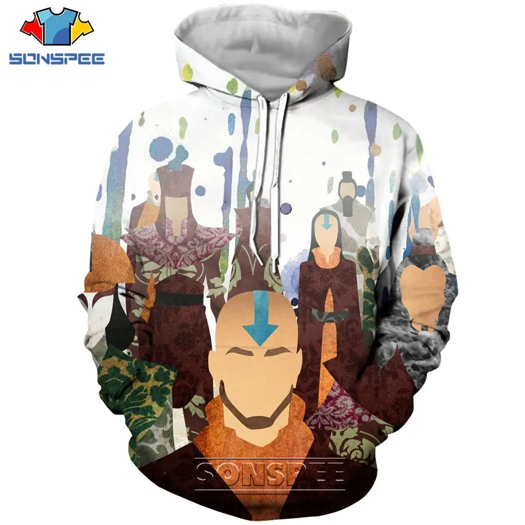 

SONSPEE The Last Airbender Hoodie 3D Print Men Women Streetwear Hip Hop Long sleeve Anime Comic Funny Harajuku styleTops