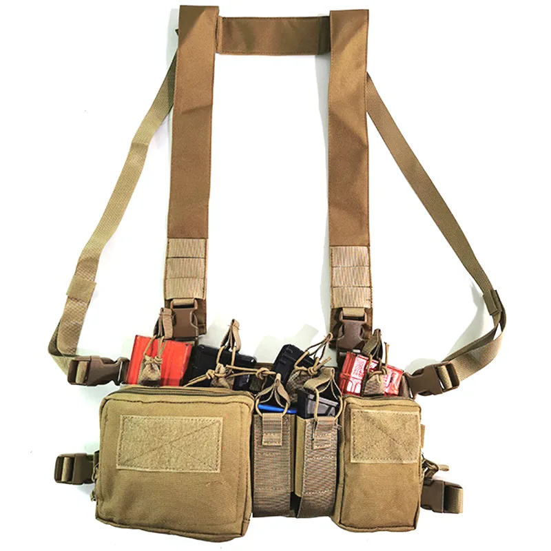 

Tactical Chest Rig Bag Radio Harness Front Pouch Holster Military Vest Rig Bag Adjustable Functional Two Way Radio Waist Pouch