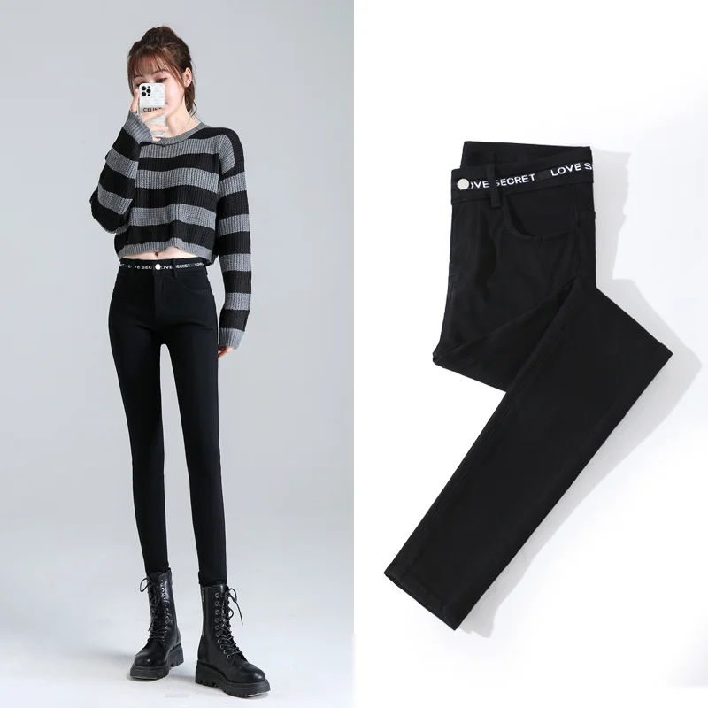 

Black Leggings Women's Outer Wear Autumn Thin 2021 New Spring and Autumn High Waist Stretch Pencil Skinny BlackNuyoah