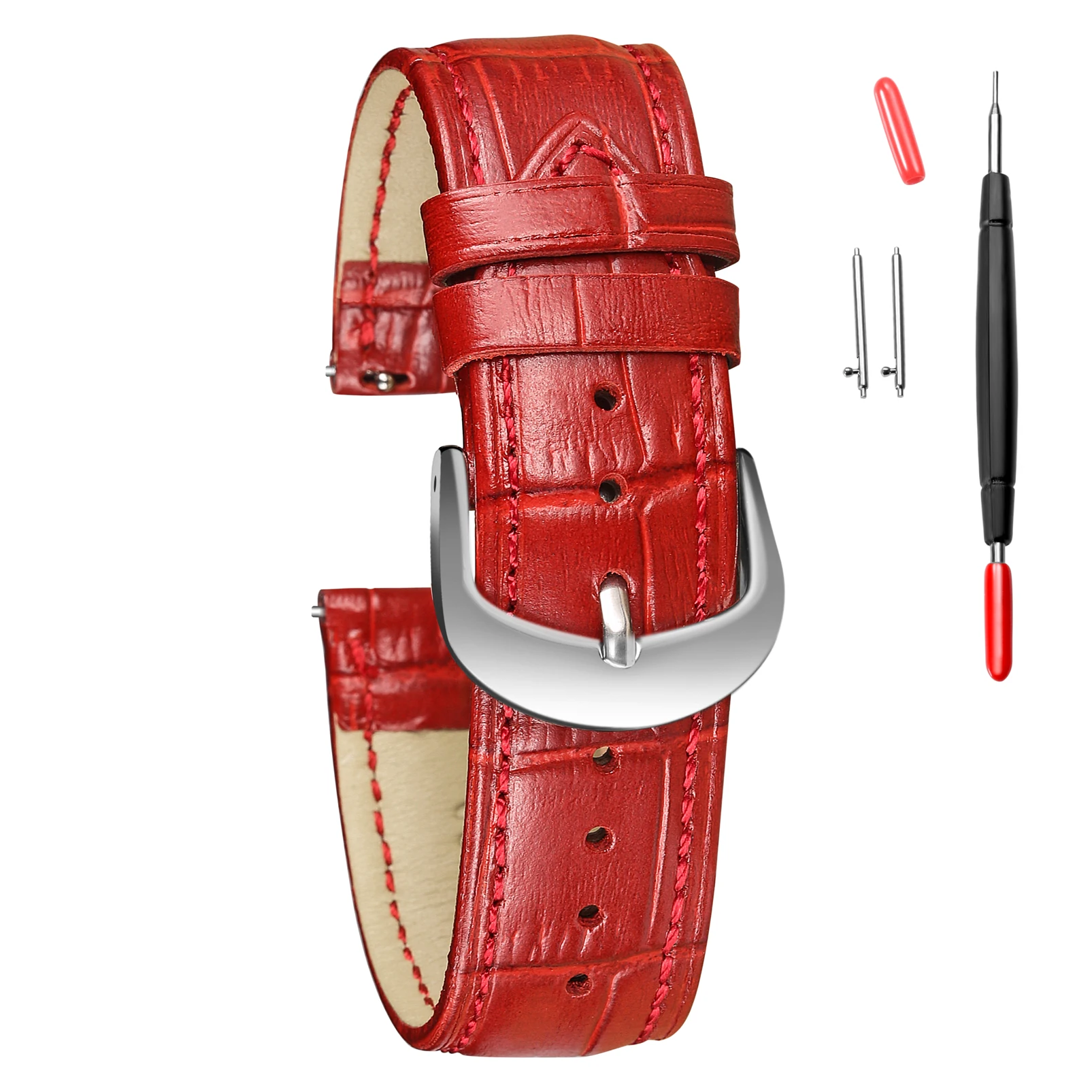 Рельефные рельефные ремешки типа крокодил быстросъемные красные ручной работы
