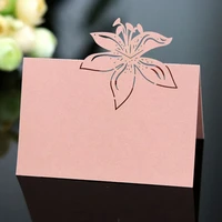 50pcs hollow flower wedding laser cut decor table cards place setting name card for wine glass party wedding decoration