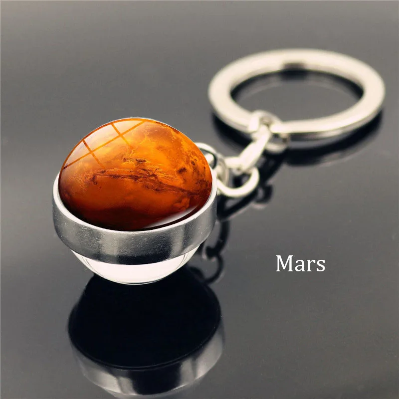 Mars Брелок для ключей с солнечной системой планета галактика Туманность космический брелок луна земля солнце Марс художественное изображение двусторонний стеклянный шар автомобильный брелок - Цвет: Mars
