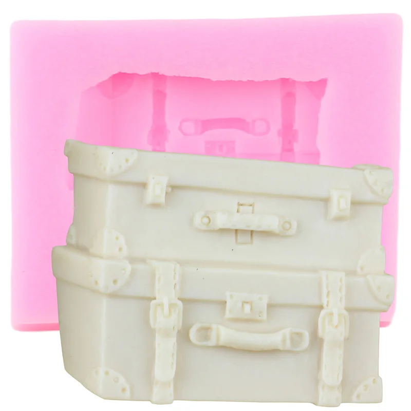 Сахарные чемодан коробка Чемодан силиконовые формы Fondant (сахарная) пресс форма