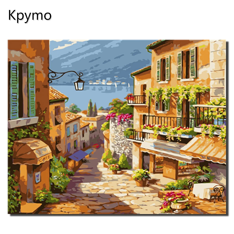 Бескаркасные DIY картины маслом по номерам пейзаж на холсте настенные для