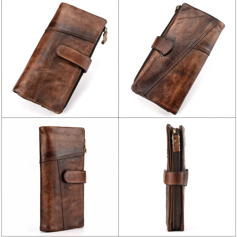 Винтажный Длинный кошелек Luufan из натуральной кожи для мужчин и женщин с RFID
