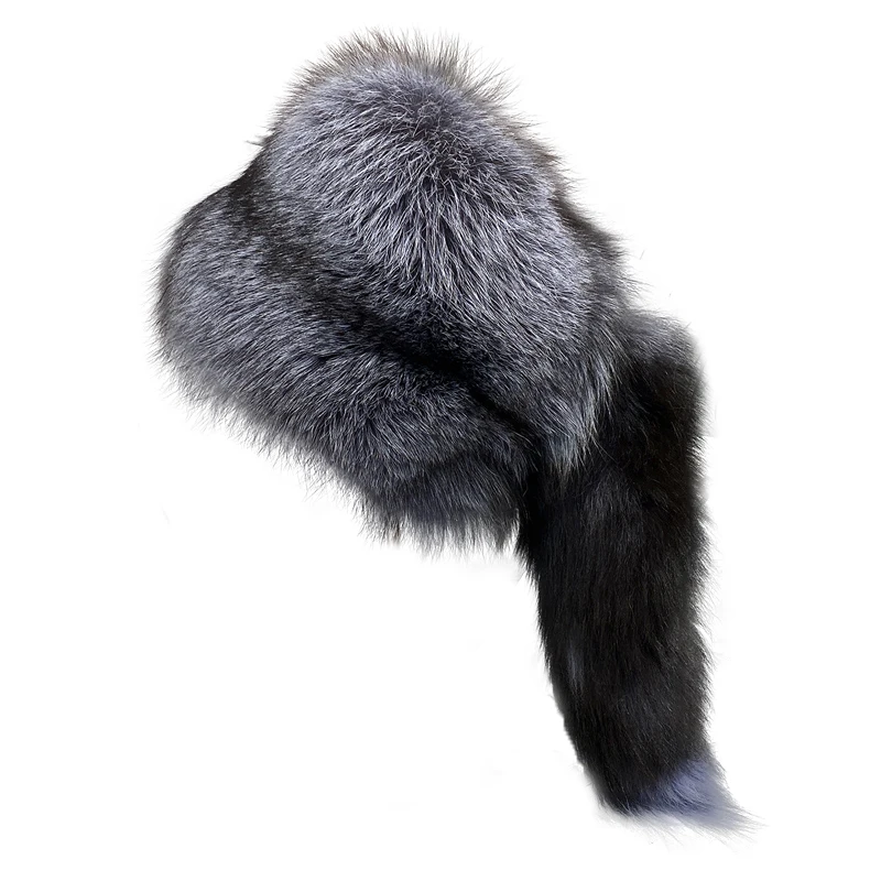 

Natural Fox Fur Hat Ladies Real Fox Hat Winter Thick Warm Fashion Hat Silver Fox Fur Hat Ladies