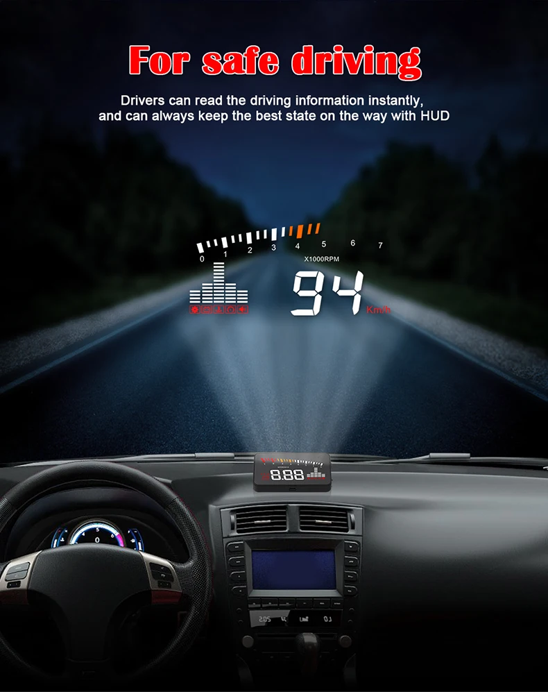Автомобильный дисплей Hud X5 OBD OBD2 система предупреждения о превышении скорости