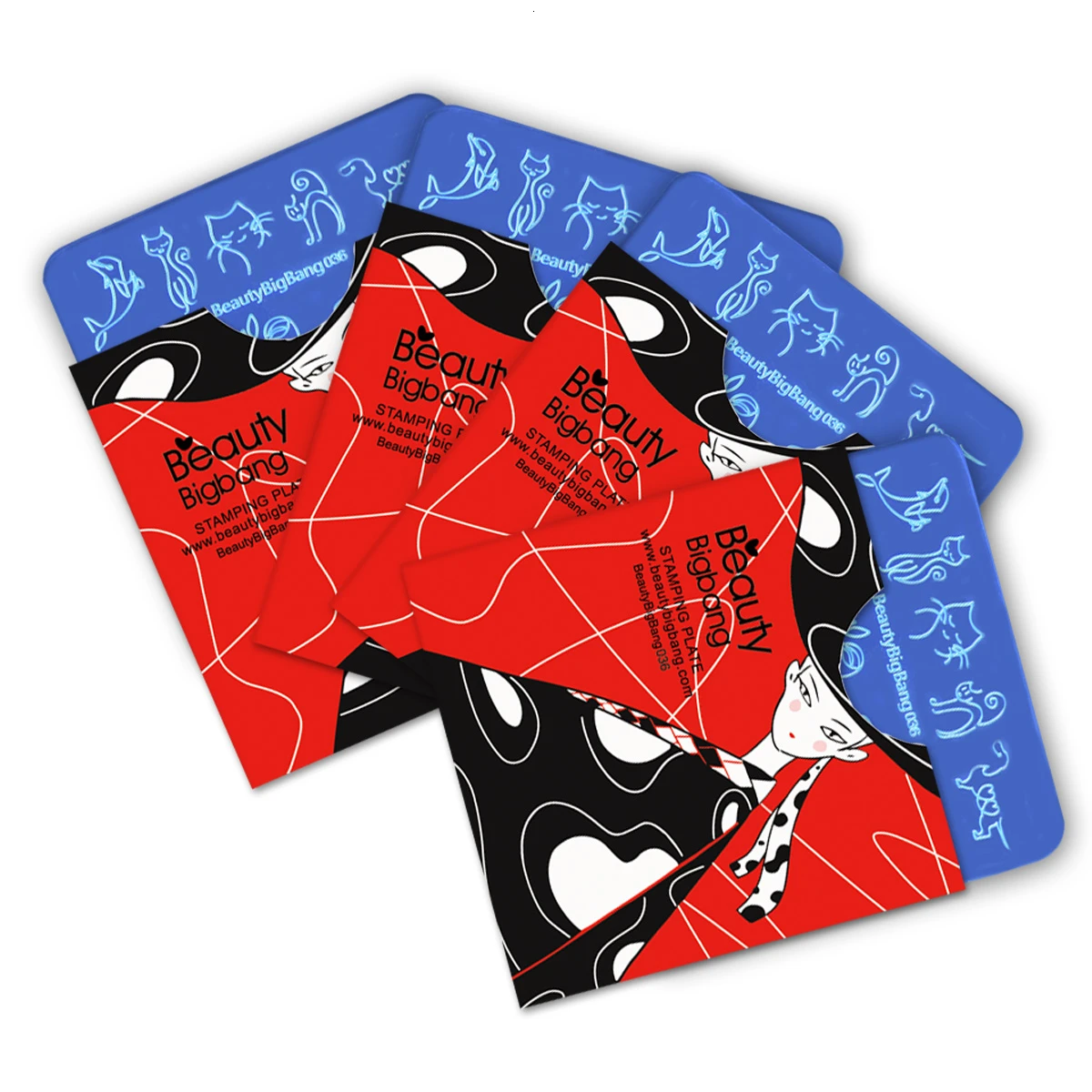 Пластины для стемпинга BeautyBigBang простые линии дизайна ногтей в виде розовых котов