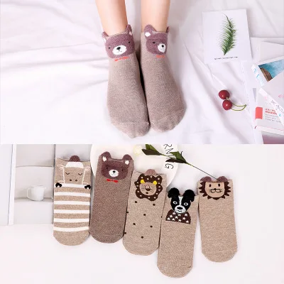 5 пара/лот, хлопковые женские носки с милым рисунком кота, животных, Kawaii, носки для девочек, для женщин, забавные носки, Новинка - Цвет: K
