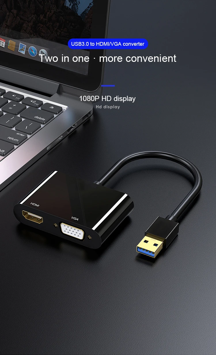 Видео Аудио Мужской конвертер с разъемом адаптер 1080P USB 3,0 к адаптер HDMI VGA для ПК ноутбук планшет звуковая карта USB разъем