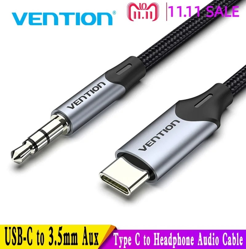 

Vention USB C to 3.5mm Type C to Aux Headphone 3.5 Jack Adapter Audio Cable for Huawei P40 nova7 Xiaomi Mi 6 9 10 Pro Oneplus 7