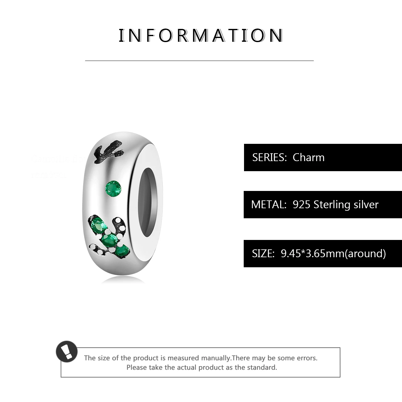 Бусины из серебра 925 пробы с зеленым кубическим цирконием | Украшения и