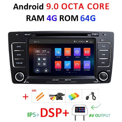 9.0 4G 64G DSP AVOUT DSP 2 DIN Android 9,0 ips 4G 64G Автомобильный gps для SKODA Octavia 2009 2010 2011 2012 2013 dvd-плеер Радио Навигация магнитофон ПК - Цвет: 9.0 4G 64G DSP AVOUT
