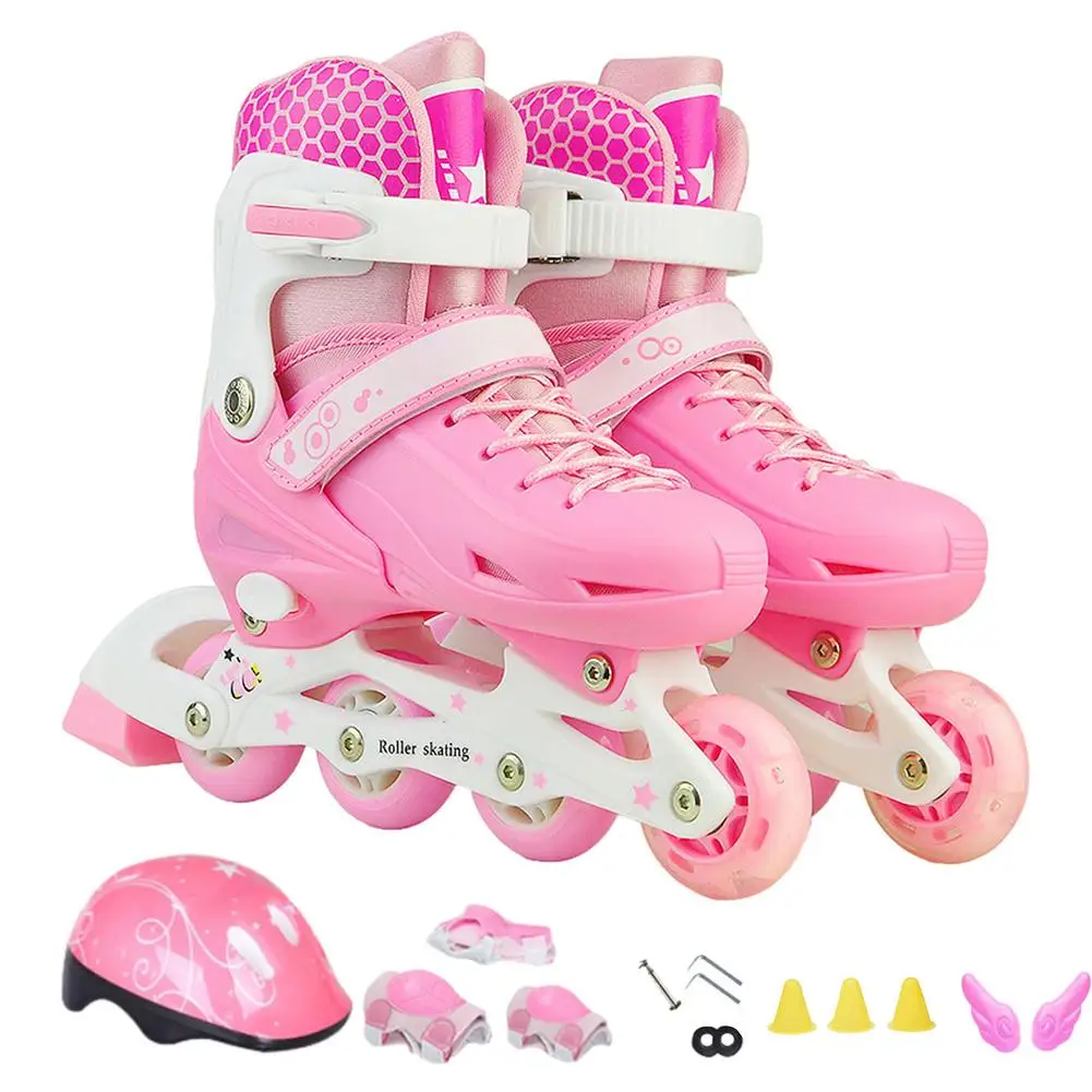 

Beginner Inline Skates Adjustable Roller Skates Gift For Kids Training With 8 Illuminating Wheels Roller Skates Roller Sneaker