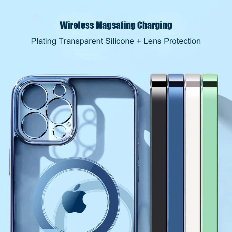 Магнитный чехол для iPhone 12/13 защитный Magsafing 11Pro Max 13 Mini ProMax прозрачный из ТПУ с