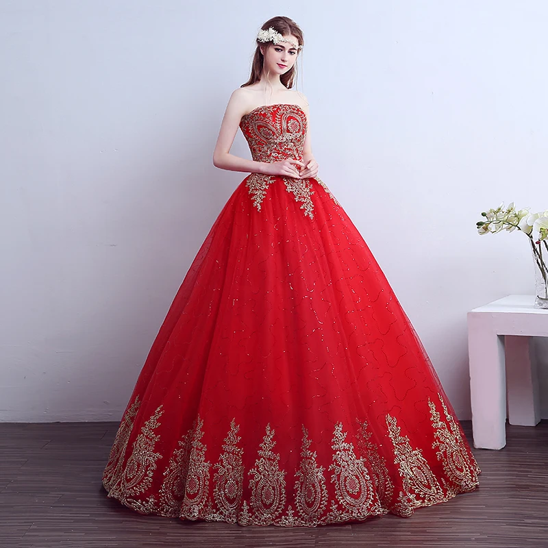 2020 Free Shipping Vintage Lace Red Wedding Dresses Long Train Plus Size Bridal Ball Gown Robe de Mariee Cheap