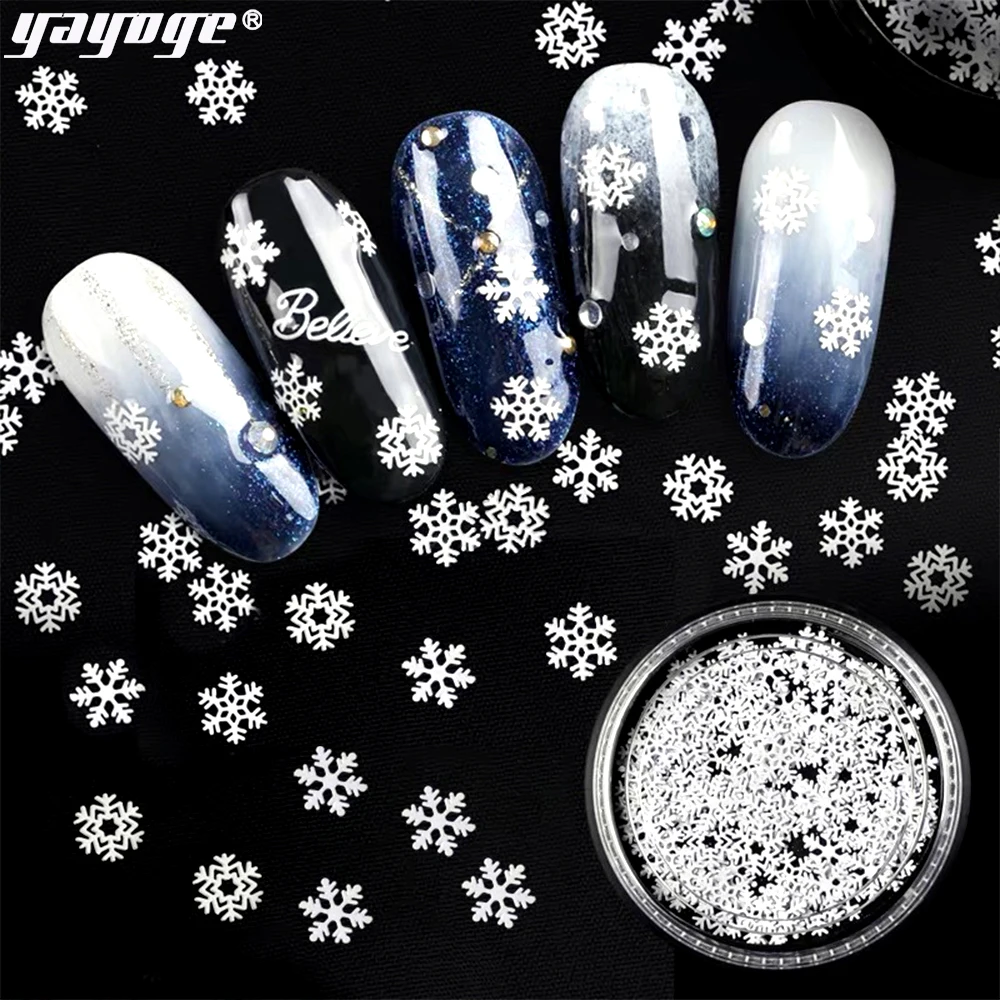 Yayoge 1 коробка Рождественские ногти DIY снежинки декор с блестками Зимний снег ногтей радужные хлопья маникюр Дизайн ногтей украшения