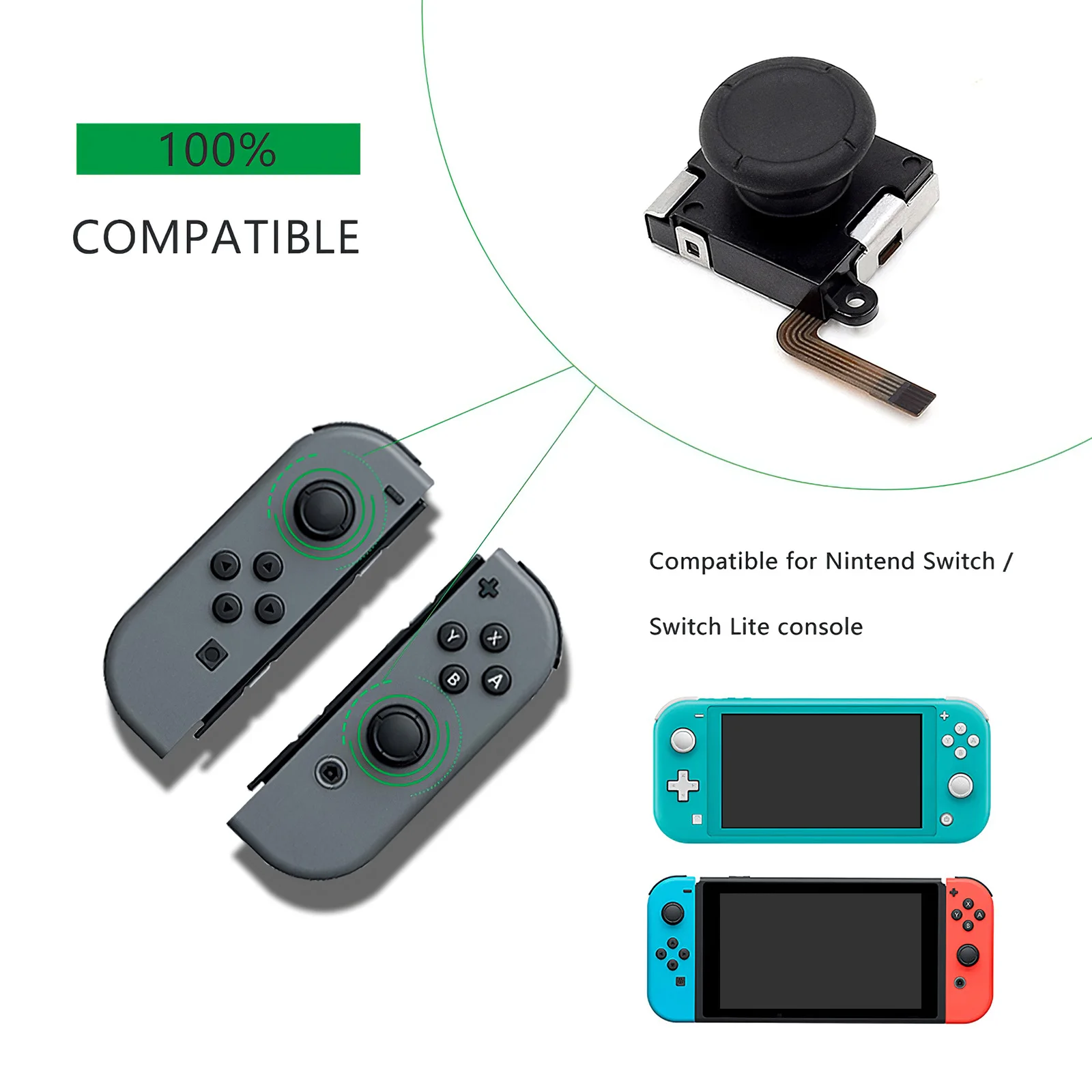 

2-Pack 3D for Joycon Joystick Replacement Tool Set, Analog Thumb Stick Repair Kit for Nintendo Switch, Include Lock Buckles