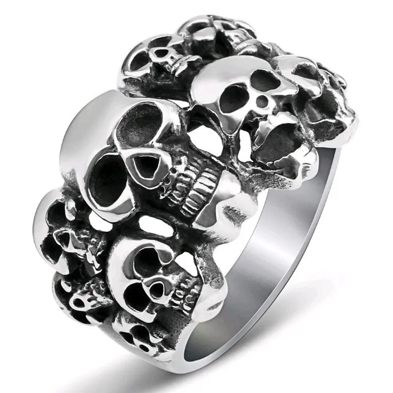 

Mens Ghost Head Skull Ring Fashion Domineering Vintage Stainless Steel Punk Biker Heavy Sugar Male Gothic Jewelry