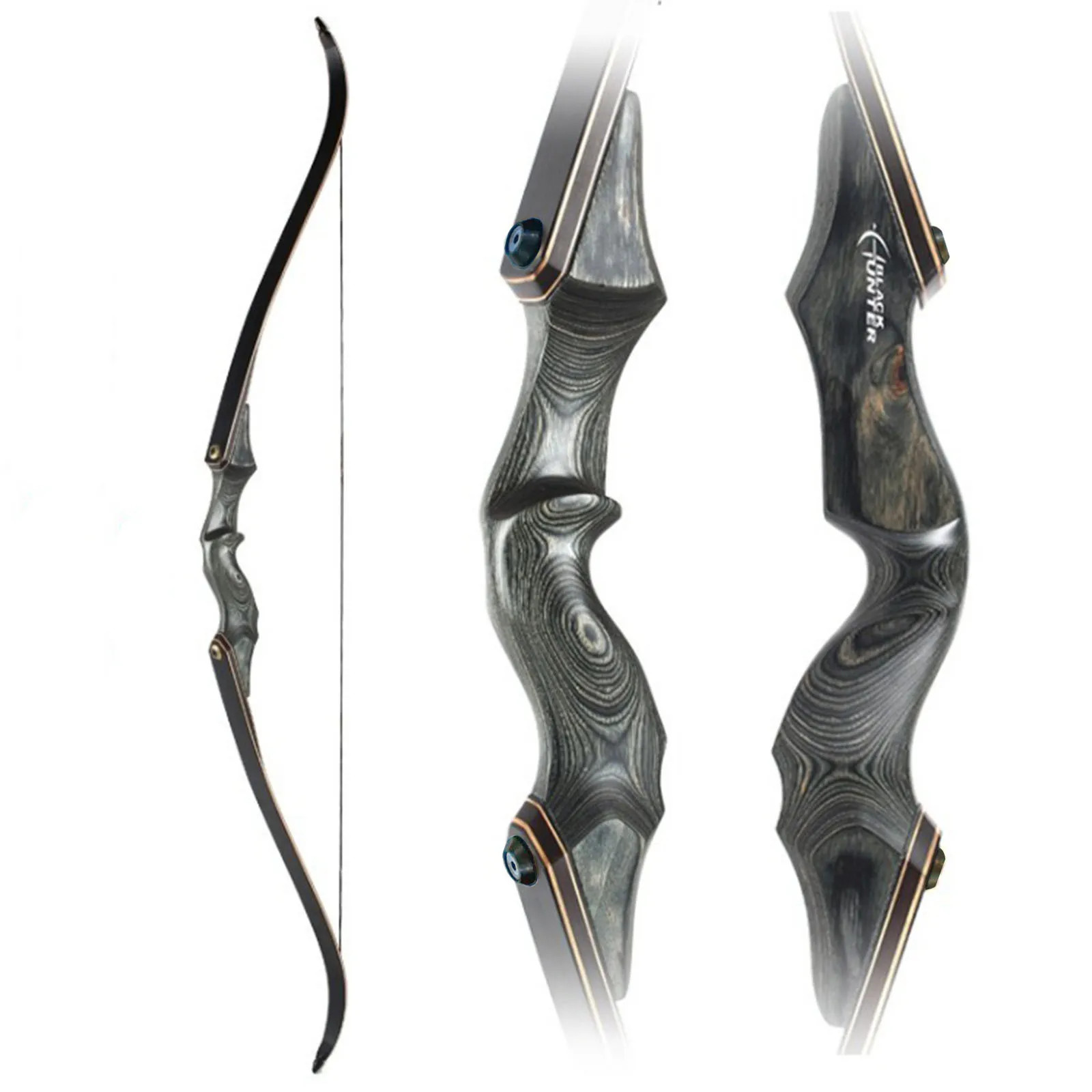 Black Hunter Traditional Beauty Hunting Reflex Bow and Arrow Outdoor Shooting Recurve Bow Wooden Split