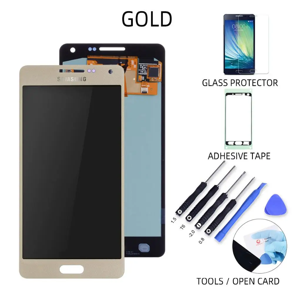 AMOLED Дисплей для SAMSUNG Galaxy A5 LCD в сборе с тачскрином 5.0'' черный белый золотой A5 A500FU A500 A500F A500M - Цвет: Gold