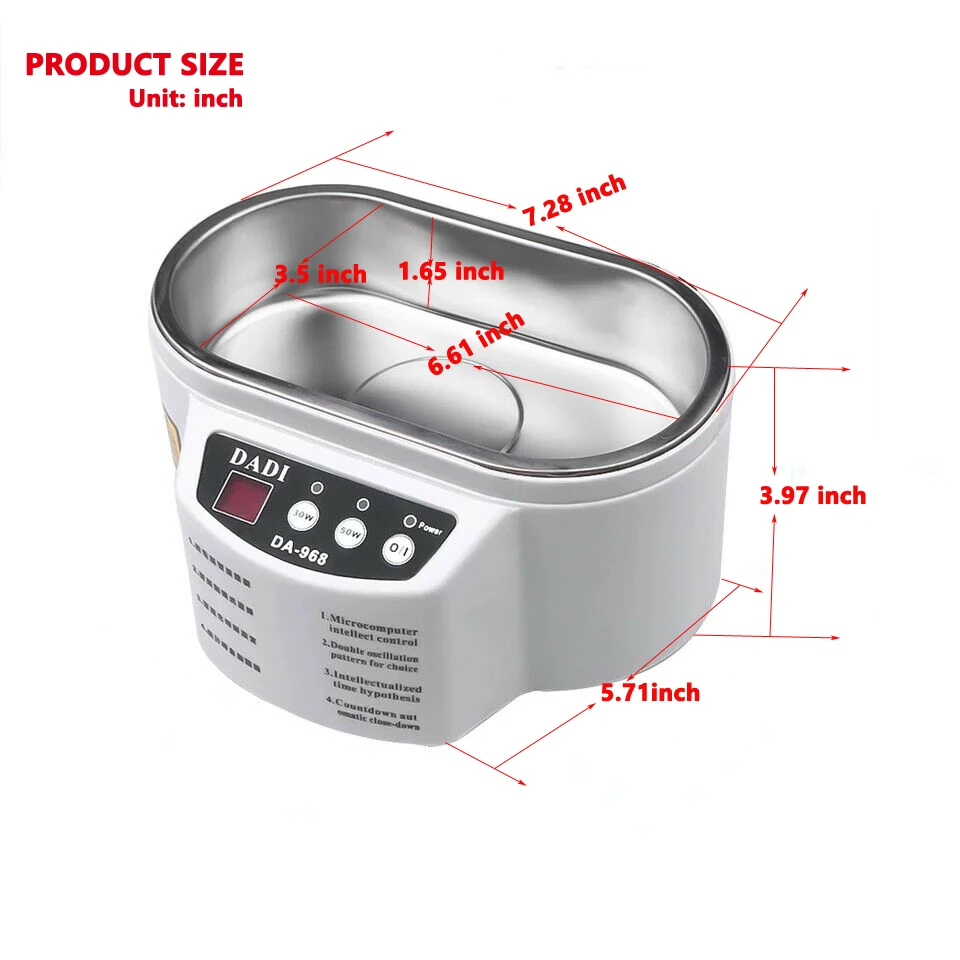 

600ml Mini Ultrasonic Cleaner Glasses Jewelry Watch Denture Cleaner Makeup Brush Intelligent Control Ultrasonic Cleaner