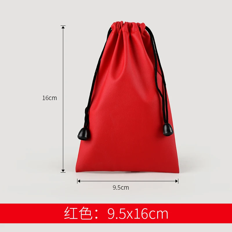 red 9.5x16cm Высокое Качество Пользовательский логотип сумка из искусственной кожи шнурок сумки гарнитура Кабель для передачи данных Водонепроницаемый хранения струнная сумка для подарков - Цвет: red 9.5x16cm