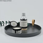 Пластиковый круглый лоток для хранения с кожаной ручкой, настольный декоративный лоток, однотонный ящик для хранения ключей и мелочей, блюдо для ювелирных изделий