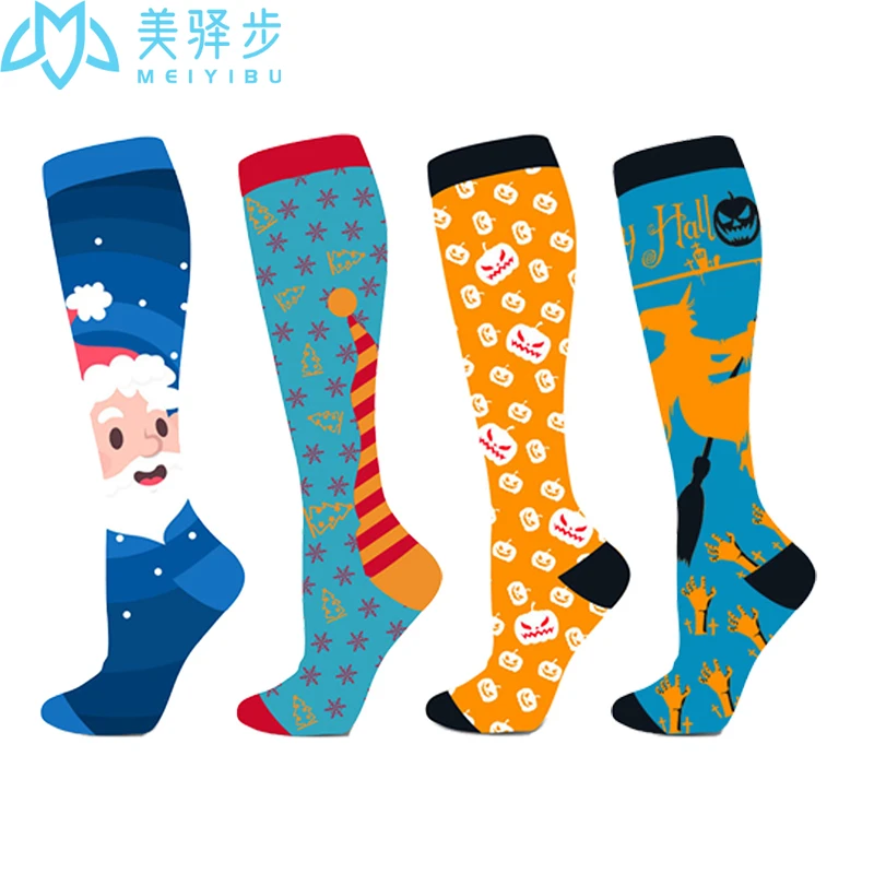 

200PAIRS Christmas Gift Compression Socks Outdoor Running Sports Compress Socks 20-30mmHg American Series Halloween Series
