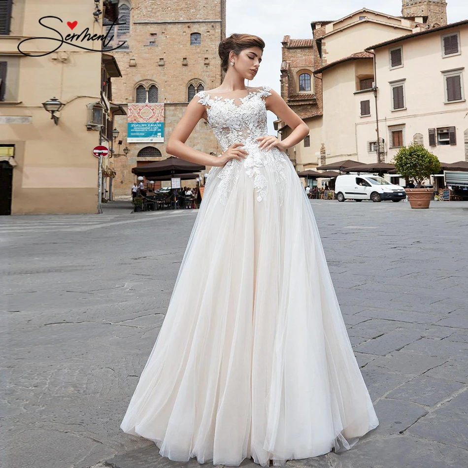 

Роскошное Свадебное платье BAZIIINGAAA из шелковистой органзы с v-образным вырезом и открытой спиной без рукавов, кружевное свадебное платье с по...