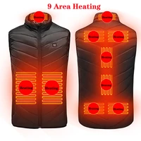 9 places heated vest men women usb heated jacket heating vest thermal clothing hunting vest winter heating jacket black s 6xl