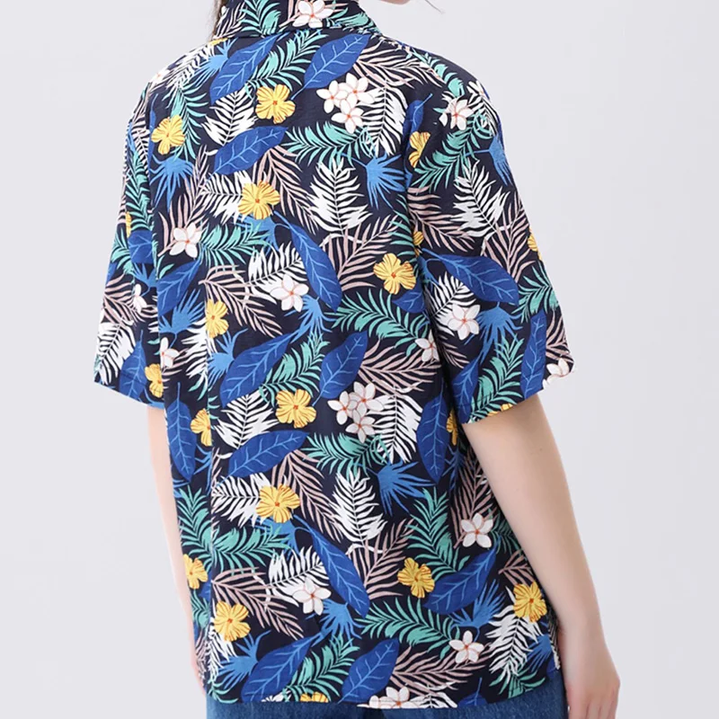 

Lucyever Vintage Flower Printing Beach Shirt Women Summer New Chiffon Short Sleeve Blouse Woman Oversize Button Shirts Tee Mujer