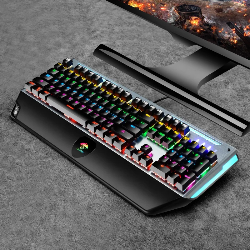 

K98 Wired Mechanical Keyboard 104 Keys RGB Backlit 9 Modes Wired Metal Mechanical Blue Switch Gaming for Tablet Desktop PC Gift