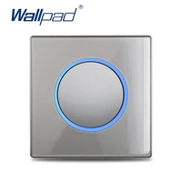 wallpad 1 2 3 4 gang wall light switch crossover pass through grey glass curtain impulse dimmer 45a switch led indicator