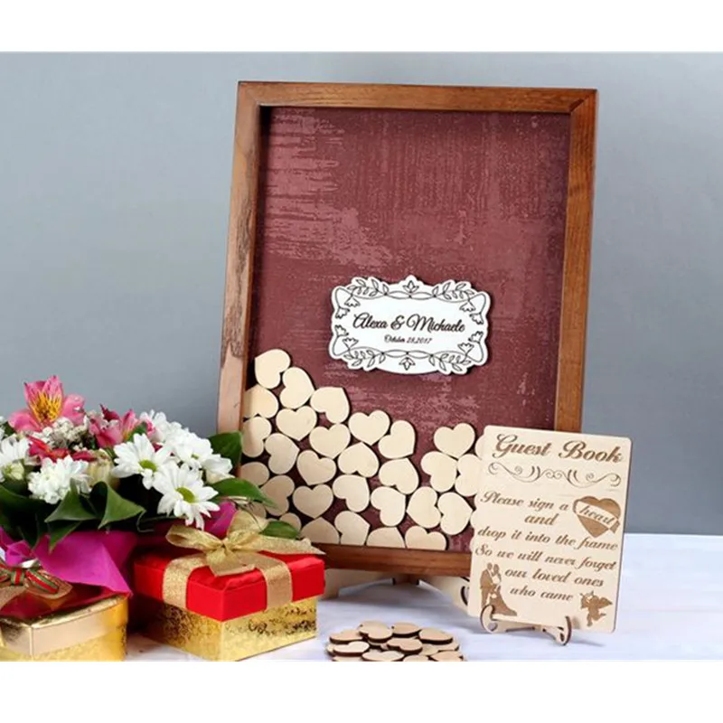 Индивидуальная Мятная рамка для гостевой книги в форме сердца альтернатива