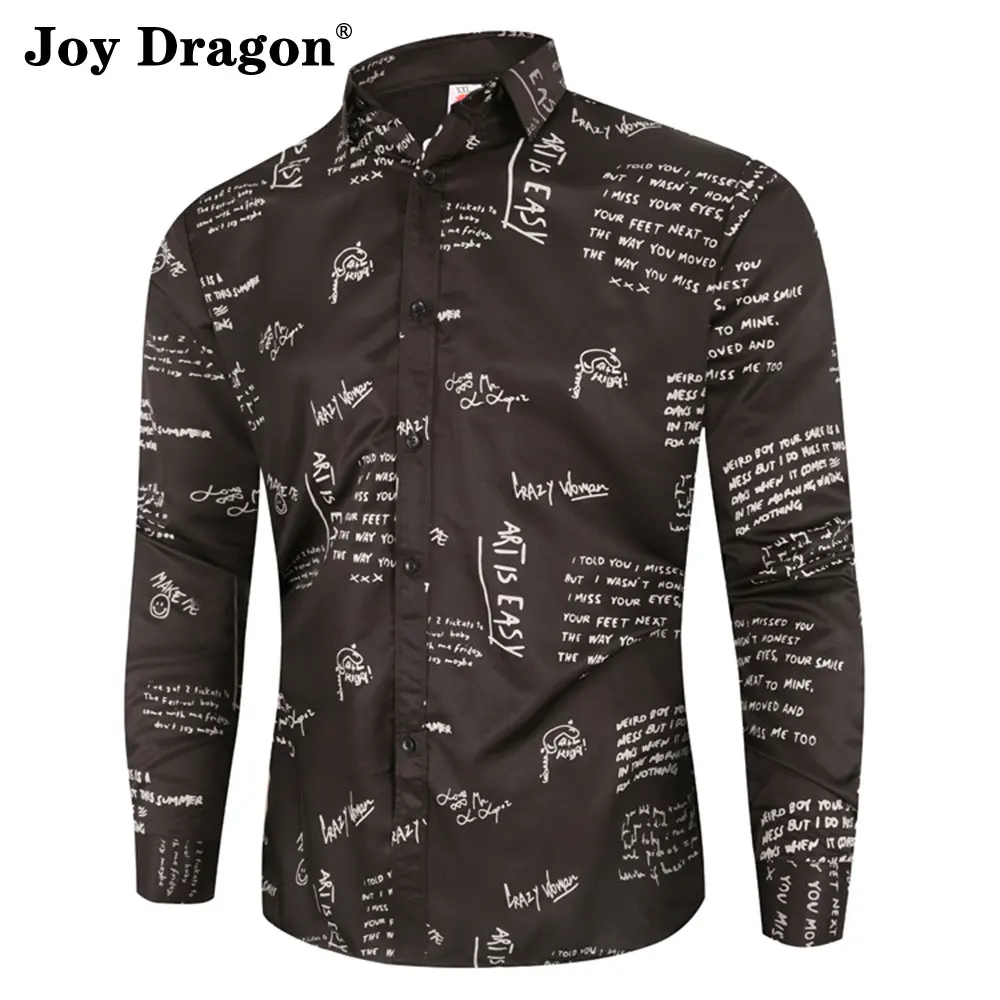 Мужская рубашка с длинным рукавом новая мода весна-осень одноцветная буквенным