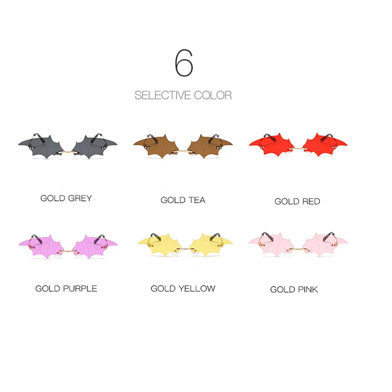 

Luxury Fashion Wings Sunglasses Women Rimless Sun Glasses Vampire Bat Sunglasses Retro Mirror Eyewear Funny Personality