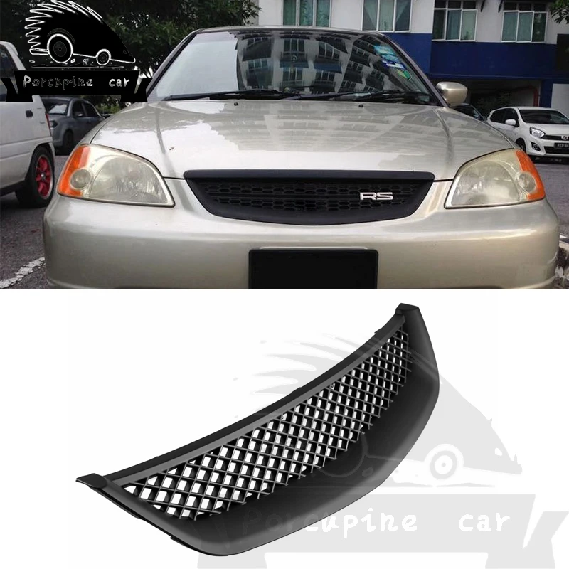 

ABS Front hood intake grill of Racing Car Grille Molding Cover Front Ventilation Grille Label Cover For Honda Civic 2001-2003