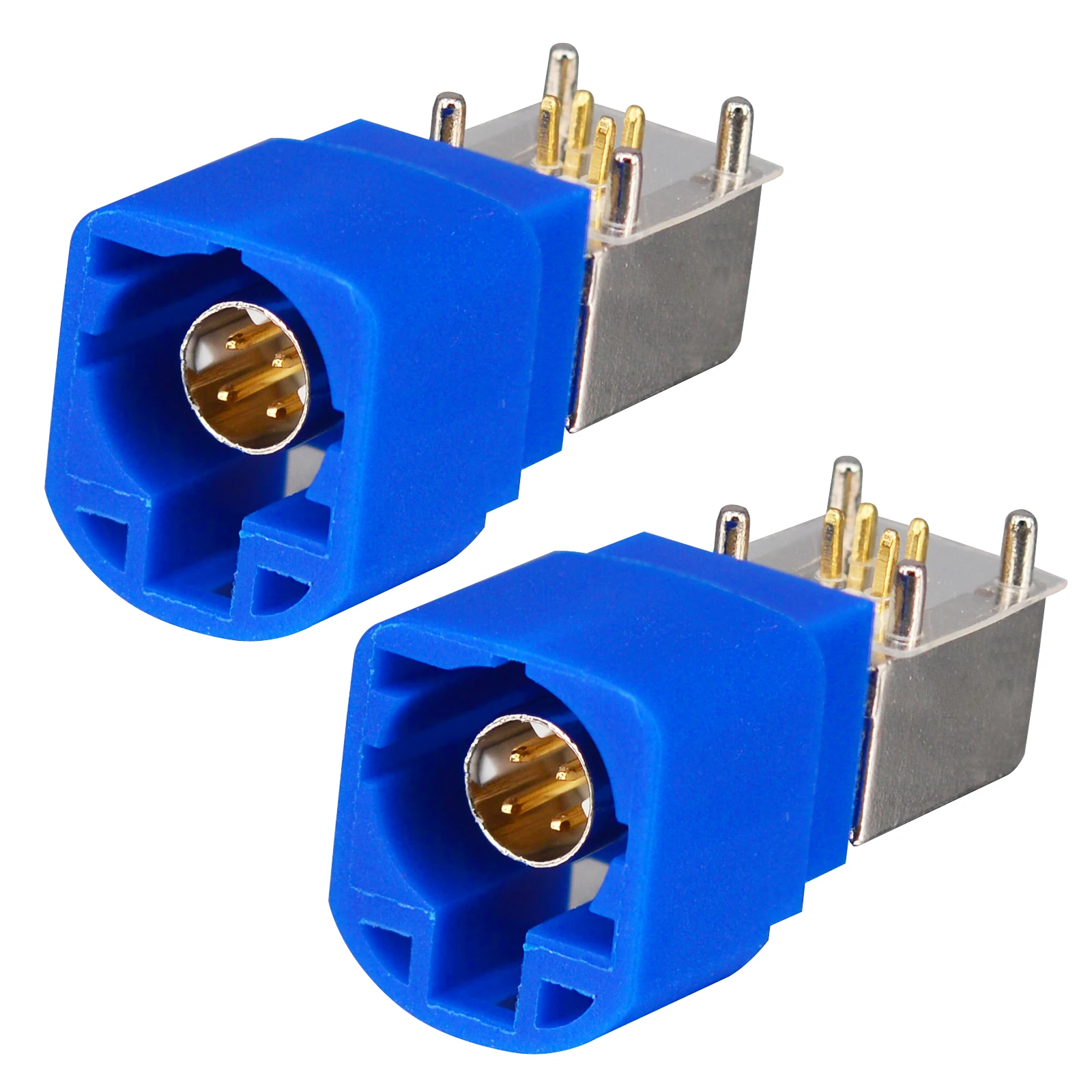Коаксиальный разъем Fakra HSD RF 4-контактный под углом для подключения к печатной